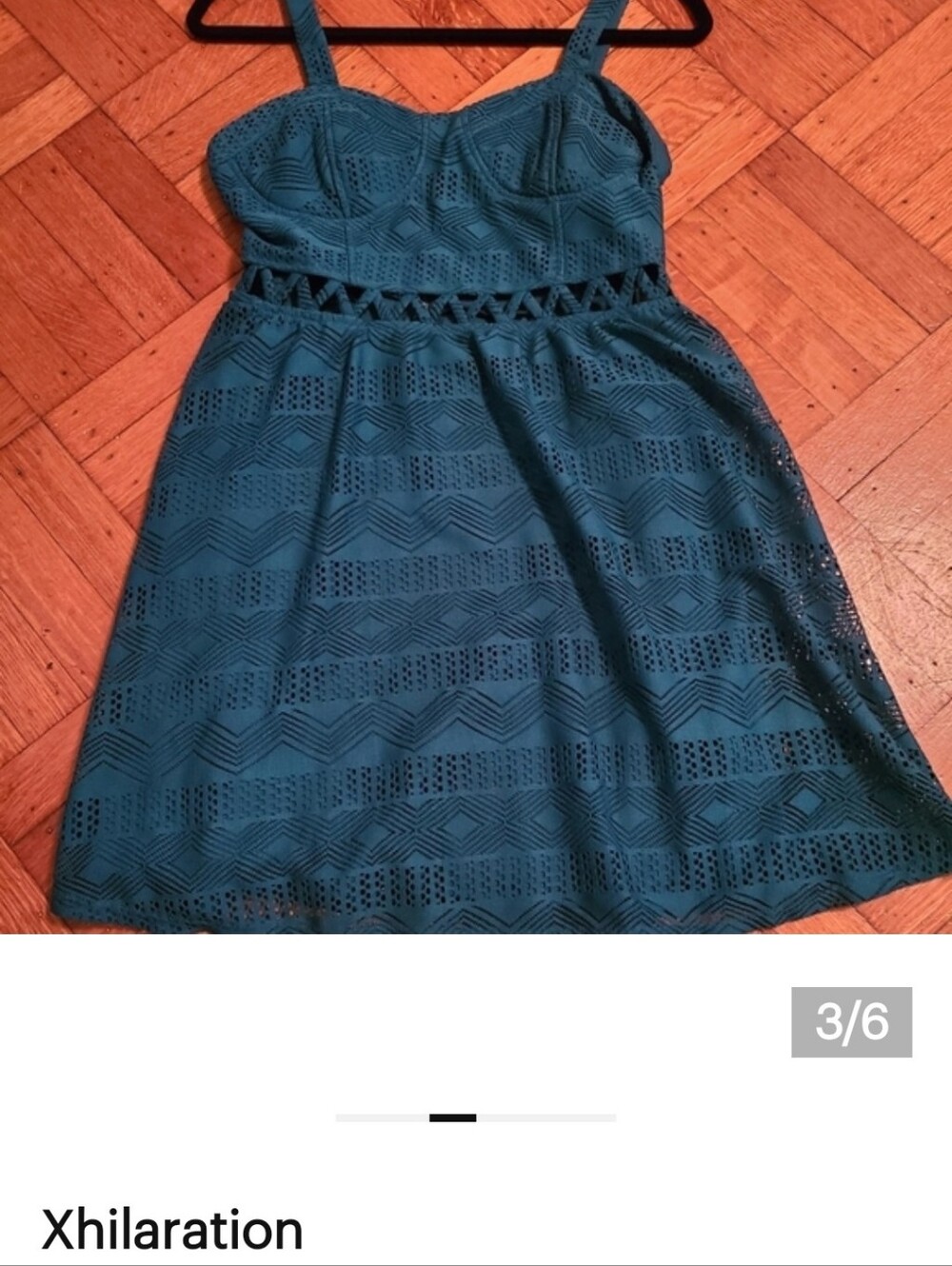 Xhilaration Teal Lace A-Line Dress - Picture 4 of 7